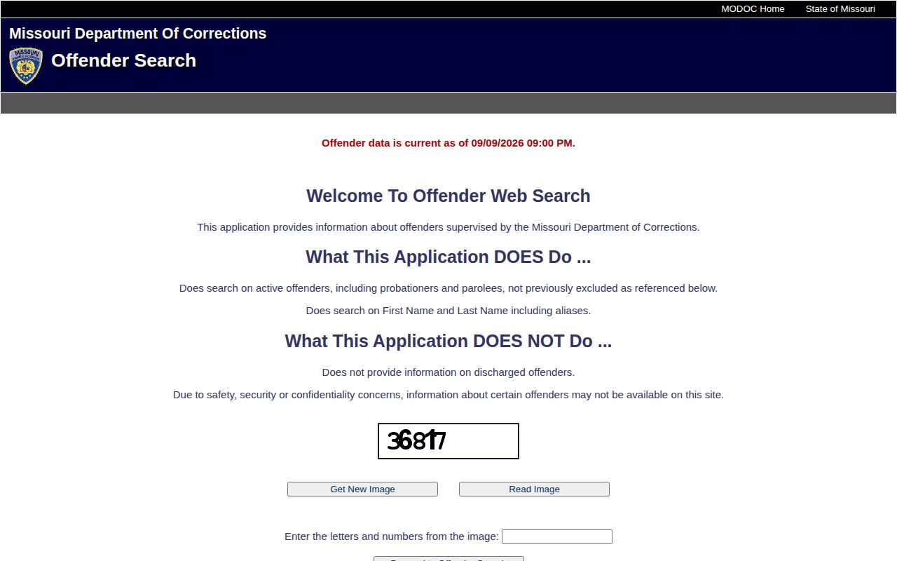 Missouri DOC official offender record search for Osage County follow-up